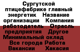 Сургутской птицефабрике главный энергетик › Название организации ­ Компания-работодатель › Отрасль предприятия ­ Другое › Минимальный оклад ­ 1 - Все города Работа » Вакансии   . Хакасия респ.